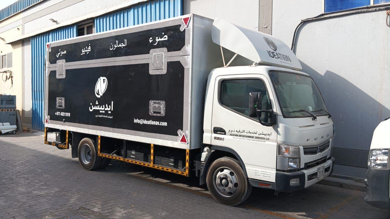 Commercial truck branding and vehicle graphics in UAE, designed with durable vinyl graphics