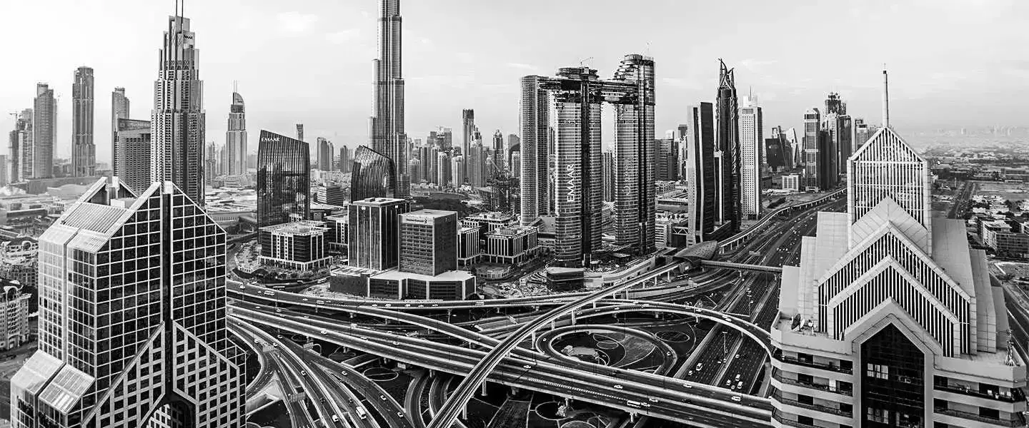 Dubai city skyline showcasing modern infrastructure