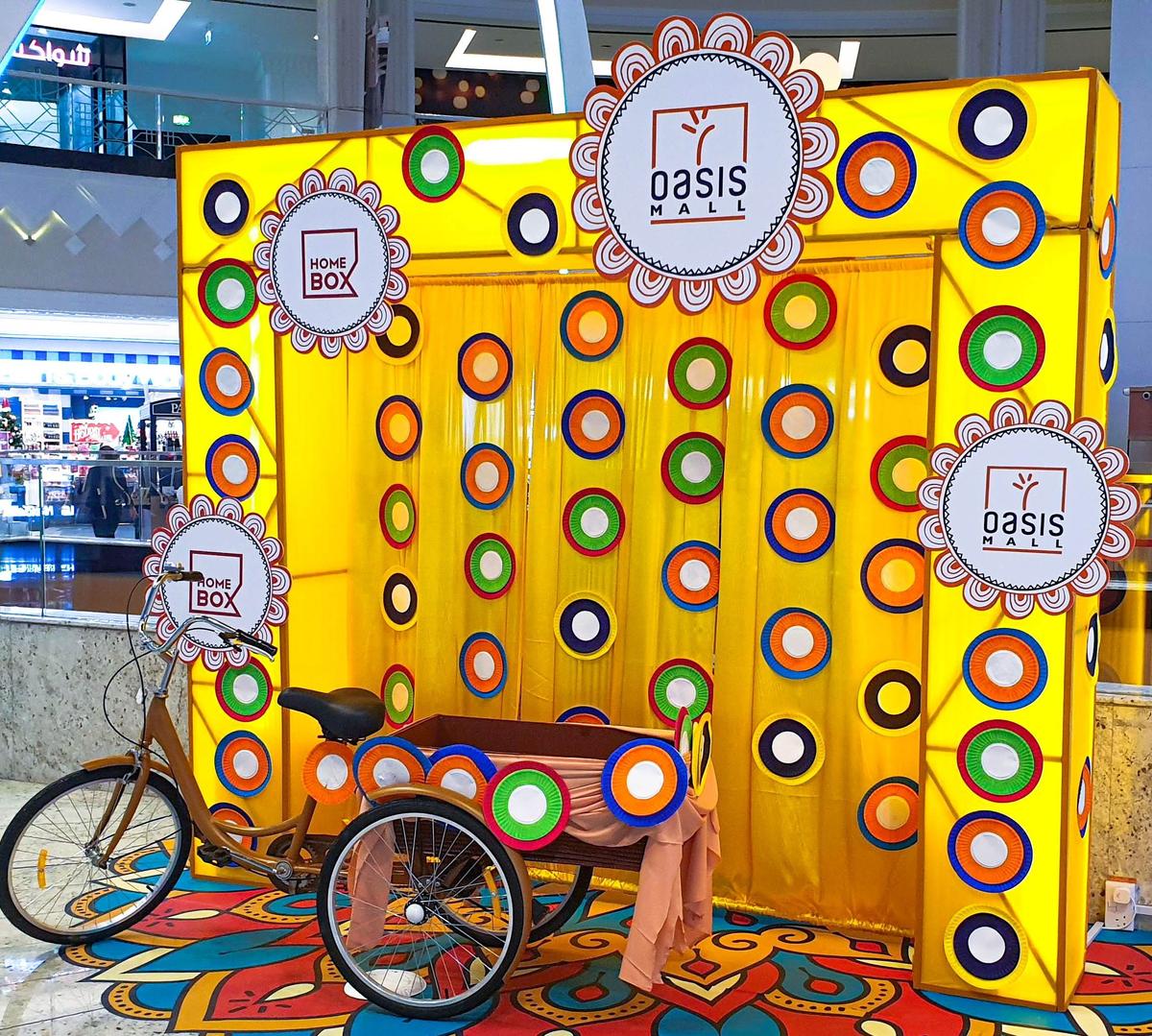 Colorful mall activation booth at Oasis Mall, designed and executed by XESS Events